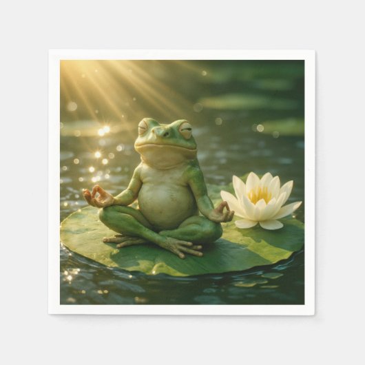 Frog Meditating On a Lily Pad Serviette (Vorderseite)