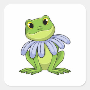 Frog mit Daisy Quadratischer Aufkleber