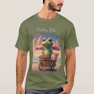 Frog mit Freitag-Vibes arbeitet an einem Hotdog-St T-Shirt