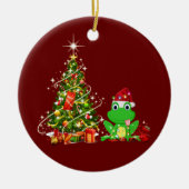 Frog mit Hut LIGHTS Weihnachten Keramik Ornament (Vorne)