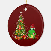Frog mit Hut LIGHTS Weihnachten Keramik Ornament (Links)