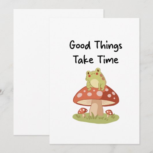 Frog Mushroom - Good Things Take Time Illustration Einladung (Vorne/Hinten)