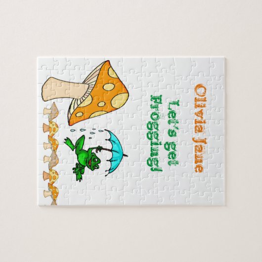 Frog Mushroom Ribbit Decorative Jigsaw Puzzle (Horizontal)