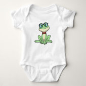 Frog Nerd Student Glasses Krawatte Baby Strampler (Vorderseite)