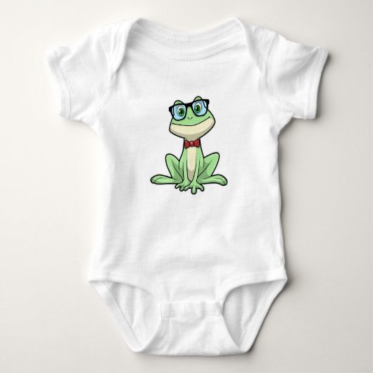 Frog Nerd Student Glasses Krawatte Baby Strampler (Vorderseite)