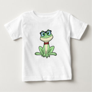 Frog Nerd Student Glasses Krawatte Baby T-shirt