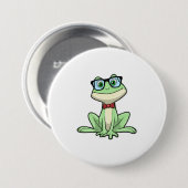 Frog Nerd Student Glasses Krawatte Button (Vorne & Hinten)