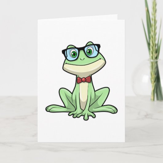 Frog Nerd Student Glasses Krawatte Karte (Vorderseite)