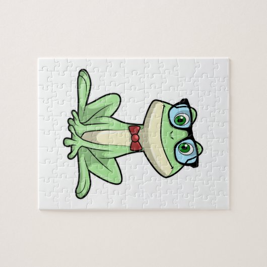 Frog Nerd Student Glasses Krawatte Puzzle (Horizontal)