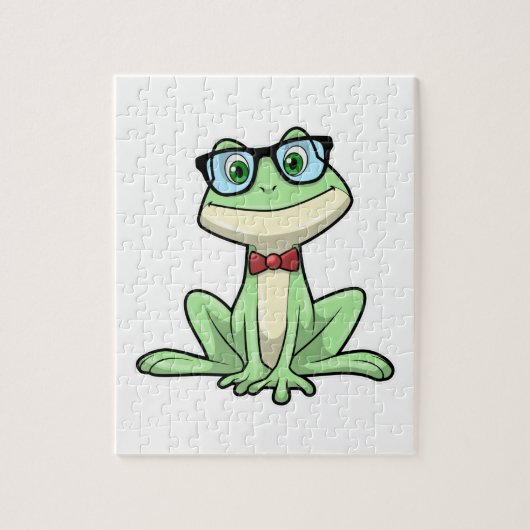 Frog Nerd Student Glasses Krawatte Puzzle (Vertikal)