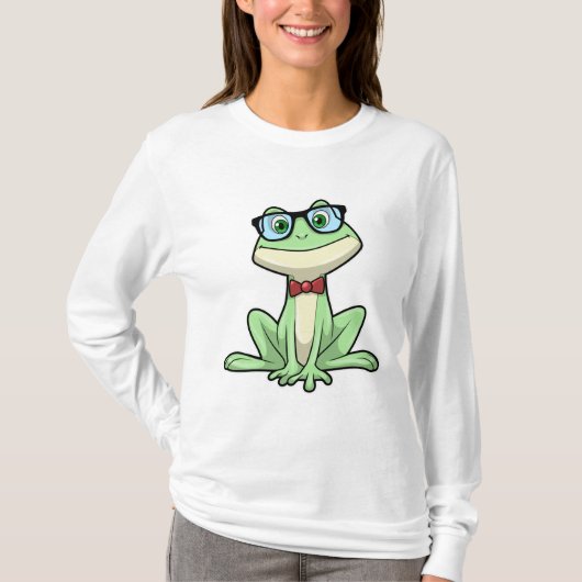 Frog Nerd Student Glasses Krawatte T-Shirt (Vorderseite)