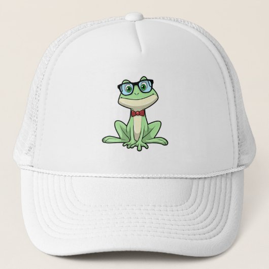 Frog Nerd Student Glasses Krawatte Truckerkappe (Vorderseite)