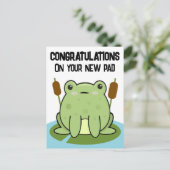 Frog New Zuhause Pad Glückwunsch Postkarte (Stehend Vorderseite)