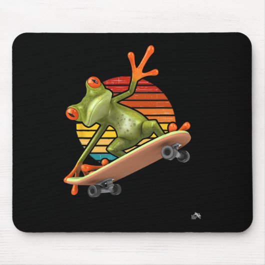 Frog On A Skateboard - Retro Sunset Skateboarding Mousepad (Vorne)