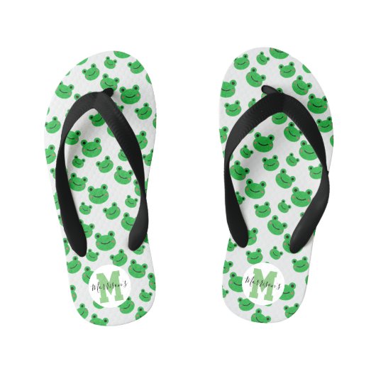 Frog Pattern Kid's Flip Flops Kinderbadesandalen (Fußbett)