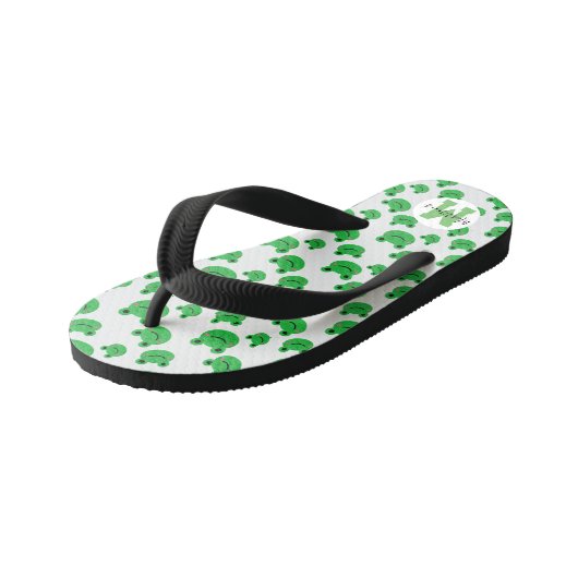 Frog Pattern Kid's Flip Flops Kinderbadesandalen (Schrägansicht)