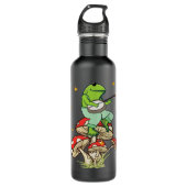 Frog Playing Banjo Pilze Blume Edelstahlflasche (Vorderseite)