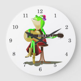 Frog Playing Gitarre Funny Clock Große Wanduhr
