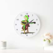 Frog Playing Gitarre Funny Clock Große Wanduhr (Zuhause)