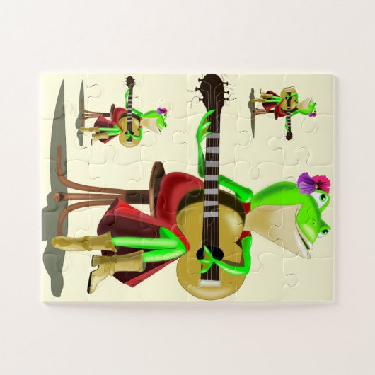 Frog Playing Gitarre Puzzle Geschenk - Spaß (Horizontal)
