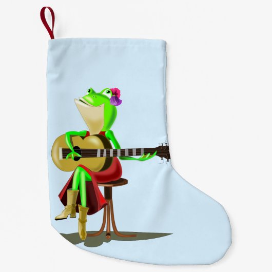 Frog Playing Gitarre Weihnachts-Strumpf - Malerei Kleiner Weihnachtsstrumpf (Vorderseite)