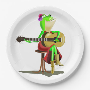 Frog Playing Gitarrenpapier Teller
