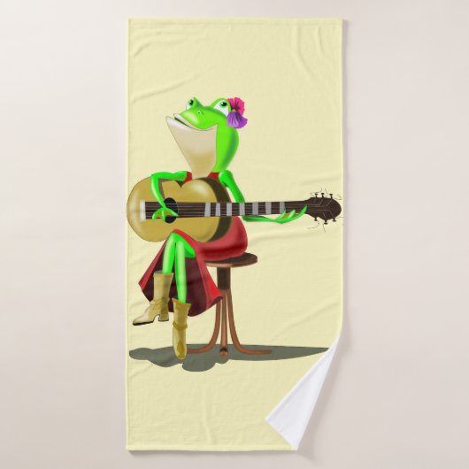 Frog Playing Guitar Badehandtuch (Badehandtuch)