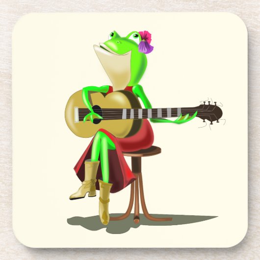 Frog Playing Guitar Beverage Coaster - Your Colors Getränkeuntersetzer (Vorderseite)