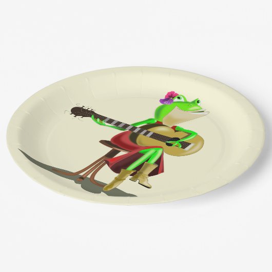 Frog Playing Guitar Pappteller (Schrägansicht)