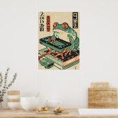 Frog Playing PC Games, Ukiyo-e Frog Art, Frog Poster (Küche)