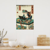 Frog Playing PC Games, Ukiyo-e Frog Art, Frog Poster (Küche)