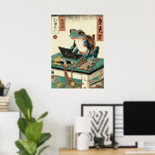Frog Playing PC Games, Ukiyo-e Frog Art, Frog Poster (Heimbüro)
