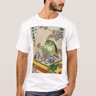 Frog Playing PC Games, Ukiyo-e Frog Art, Frog T-Shirt