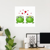 Frog Prince and Frog Princess, with hearts. Poster (Heimbüro)