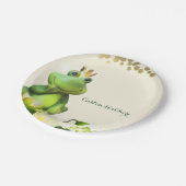 Frog Prince Green & Gold Baby Dusche Custom Party Pappteller (Schrägansicht)
