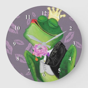 Frog Prince - Kissy Große Wanduhr