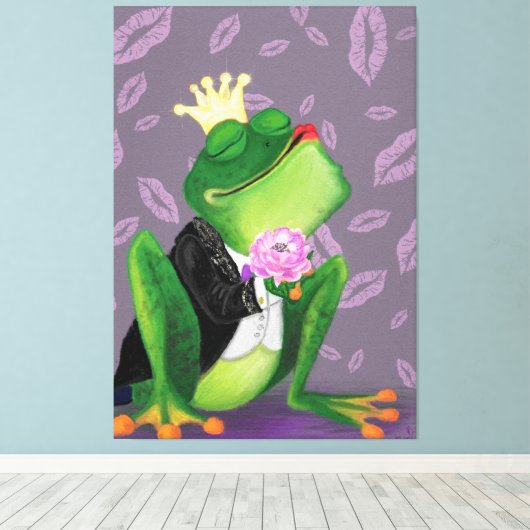 Frog Prince - Kissy Leinwanddruck (Insitu (Holzboden))