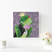 Frog Prince Wall Clock Kiss Quadratische Wanduhr (Zuhause)
