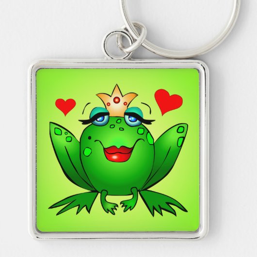 Frog Princess Crown und Herz Green Schlüsselanhänger (Vorne)
