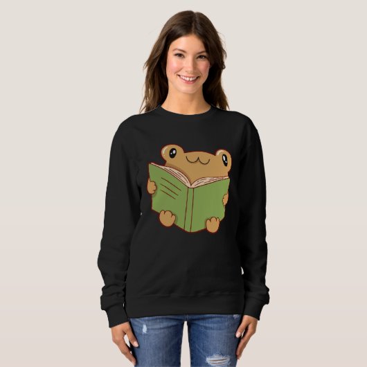 frog reading book sweatshirt (Vorne ganz)