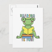 Frog Reading ist Spaß T - Shirt und Geschenke Postkarte (Vorne/Hinten)