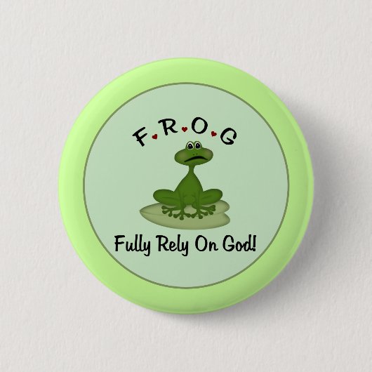 Frog Rely on God Frog Button (Vorderseite)