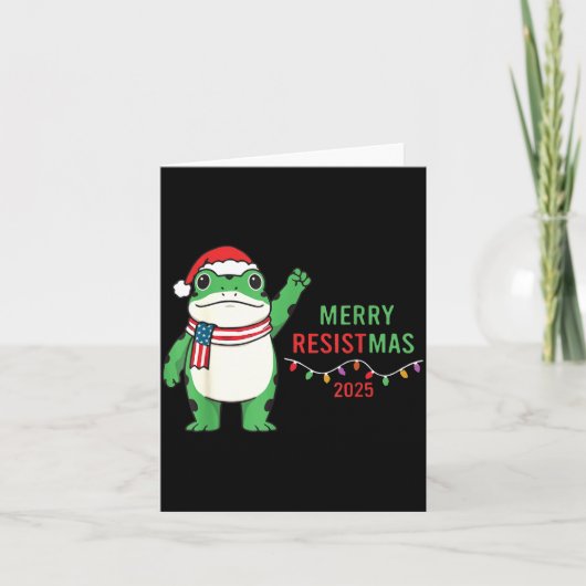 Frog Retro Merry Resistmas Funny Litical Christmas Karte (Vorderseite)
