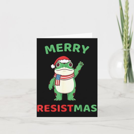 Frog Retro Merry Resistmas Funny Litical Christmas Karte (Vorderseite)