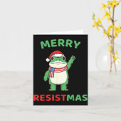 Frog Retro Merry Resistmas Funny Litical Christmas Karte (Gelbe Blume)