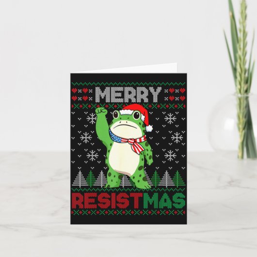 Frog Retro Merry Resistmas Funny Litical Ugly Chri Karte (Vorderseite)