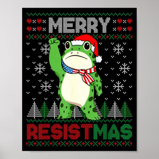 Frog Retro Merry Resistmas Funny Litical Ugly Chri Poster (Vorne)
