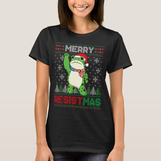 Frog Retro Merry Resistmas Funny Litical Ugly Chri T-Shirt (Vorderseite)