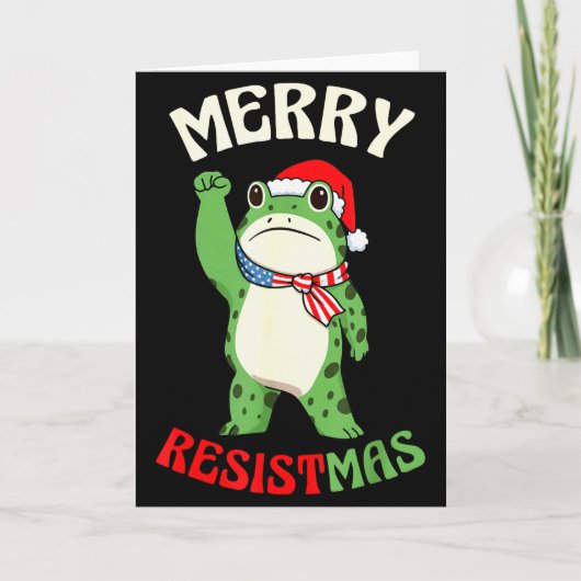Frog Retro Merry Resistmas Lustiger Politischer We Karte (Vorderseite)