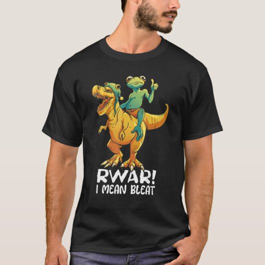 Frog Riding Rex Rawr Bleat Birthday Boy Girl Kinde T-Shirt (Vorderseite)